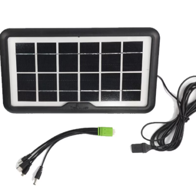 Baterie externa, Mini Panou Solar, 5w, Portabil, cabluri USB 5 in 1, negru