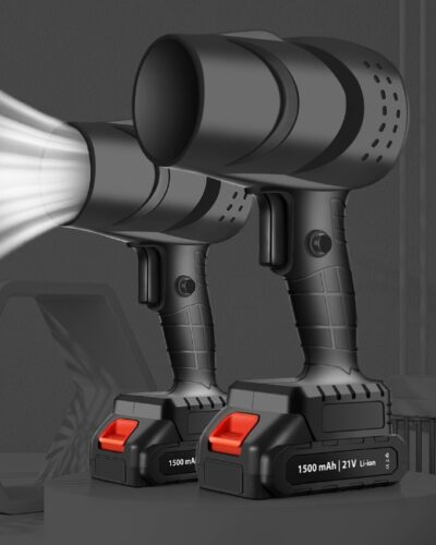 Suflanta aer portabila AT PERFORMANCE®, volum de aer 555 metri cubi pe minut, putere mare, fara fir si portabila, cu 2 Acumulatori, indepartare praf, indepartare apa si zapada, protectie la supraincalzire - Accesorii camping si drumetii - atMag.ro