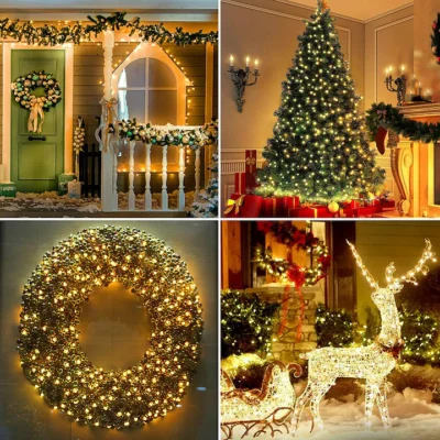 Rola Instalatie de Craciun Liniara, AT PERFORMANCE®, 8 Jocuri de Lumini Interschimbabile, Alimentare La Priza Pentru Interior/Exterior, Rola 100m, Fir Negru, Alb Cald. - Decoratiuni, Ornamente si articole Craciun - atMag.ro