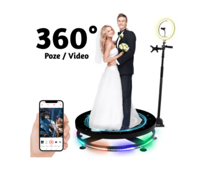 Platforma foto-video rotunda, At Performance, Selfie 360, brat rotativ, led RGB, pentru evenimente, diametru 100cm - Platforme foto-video - atMag.ro