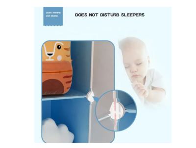 Dulap modular pentru copii, albastru, AT PERFORMANCE®, 12 rafturi, durabil, 110X37X147 cm, castel, print - Mobilier camera copii - atMag.ro