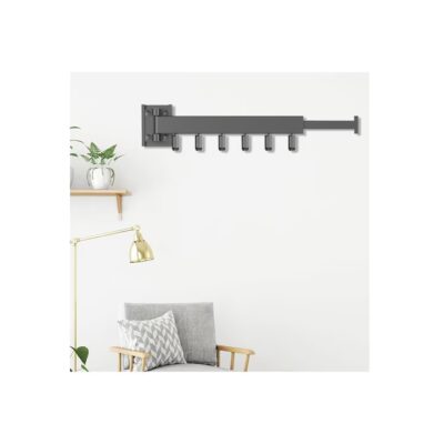 Suport de uscare montat pe perete, AT PERFORMANCE®, retractabil cu carlige, usor de instalat, capacitate mare de incarcare, pentru balcon/baie/dormitor - Curatenie si intretinere - atMag.ro