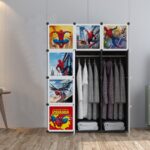 Dulap modular SPIDERMAN pentru copii, Negru, AT PERFORMANCE®, 12 rafturi, durabil, 110cmx37cmx147cm - Electrocasnice pentru bucatarie - atMag.ro