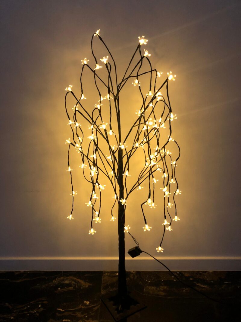 Pom decorativ luminat pentru Craciun, pentru interior/exterior, inaltime 125cm, leduri cu lumina alb cald - Benzi led - atMag.ro