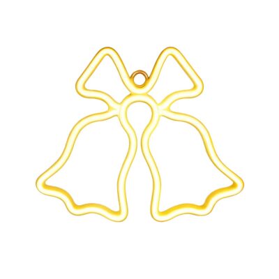 Clopotei decorativi luminosi, pentru Craciun, AT PERFORMANCE®, rezistenti la apa, suspendabili usa si geam, IP65, 50 x 60 cm, alb cald