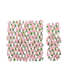 Gard paravan viu cu frunze si flori artificiale, AT PERFORMANCE, extensibil, 100x200 cm, roz - garduri si accesorii - atMag.ro