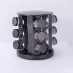 Set 12 recipiente pentru condimente, cu suport, AT PERFORMANCE®, negru - Organizare si depozitare - atMag.ro