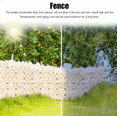 Rulou Artificial de Gard Viu, AT PERFORMANCE din PE Anti-UV, Flori Alb Rose, 100x300 cm - garduri si accesorii - atMag.ro