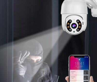 SET 2 x Camera de Supraveghere WIFI, AT PERFORMANCE®, 5MP, Exterior/Interior, Ultra HD 4K, 10X Zoom, Rotire 360°, Leduri Lumina, URMĂRIRE, Vedere Nocturna, Alarma. - BlackFriday - atMag.ro