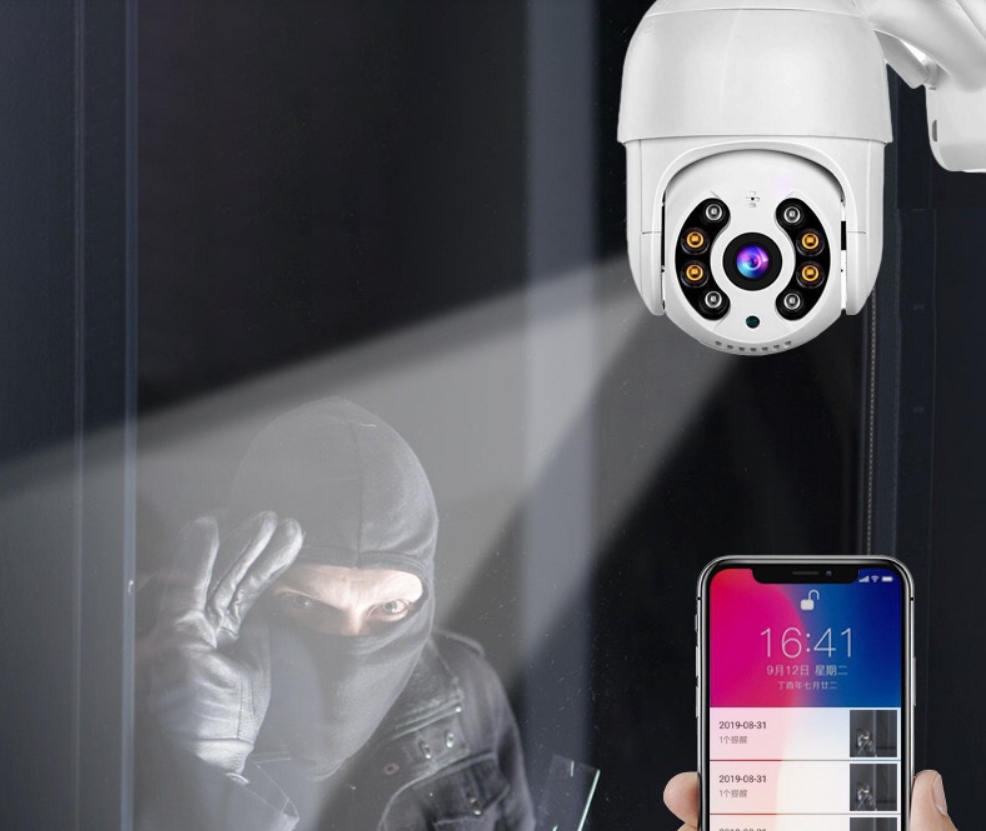 SET 2 x Camera de Supraveghere WIFI, AT PERFORMANCE®, 5MP, Exterior/Interior, Ultra HD 4K, 10X Zoom, Rotire 360°, Leduri Lumina, URMĂRIRE, Vedere Nocturna, Alarma. - BlackFriday - atMag.ro