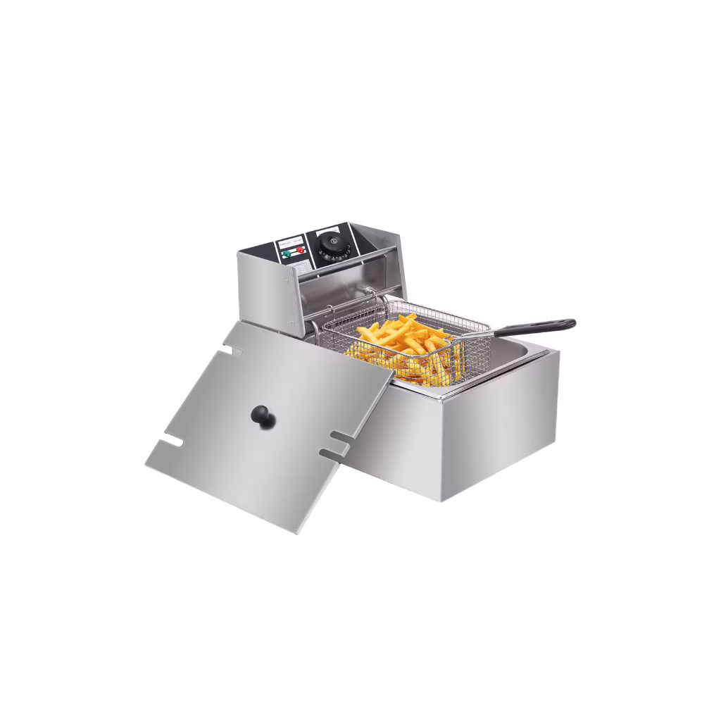 Friteuza Electrica Comerciala RAF R5220, AT PERFORMANCE®, un rezervor, usor de curatat, cos auto-strecurabil, blat din otel inoxidabil, capac pentru prevenirea stropirii, capacitate 5L, gri - Friteuze - atMag.ro Friteuza Electrica Comerciala RAF R5220, AT PERFORMANCE®, un rezervor, usor de curatat, cos auto-strecurabil, blat din otel inoxidabil, capac pentru prevenirea stropirii, capacitate 5L, gri - Friteuze - atMag.ro