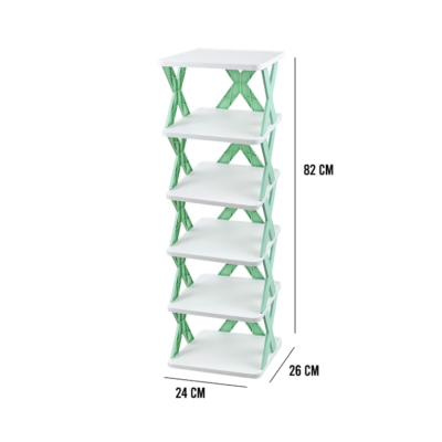 Pantofar, AT PERFORMANCE®, cu 6 rafturi, modular, alb / VERDE - Organizatoare imbracaminte si incaltaminte - atMag.ro