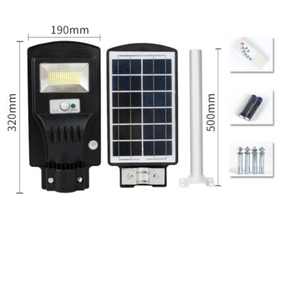 Lampa Solara LED stradala, AT PERFORMANCE, 50W, Corp Iluminat Exterior, Incarcare Solara, Panou Solar Incorporat, Senzor de Lumina si Telecomanda, Suport inclus - Lampi solare - atMag.ro