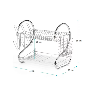 Uscator vase supraetajat, At Performance, inox si plastic, suport pahare si tava de scurgere, 36 x 26 x 34 cm - Scurgator vase - atMag.ro
