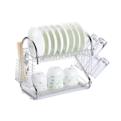 Uscator vase supraetajat, At Performance, inox si plastic, suport pahare si tava de scurgere, 36 x 26 x 34 cm - Scurgator vase - atMag.ro