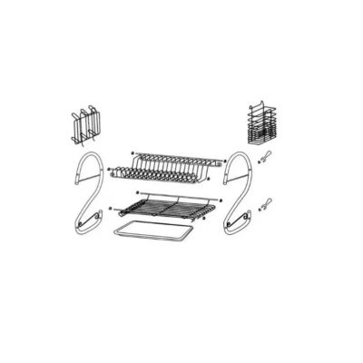 Uscator vase supraetajat, At Performance, inox si plastic, suport pahare si tava de scurgere, 36 x 26 x 34 cm - Scurgator vase - atMag.ro