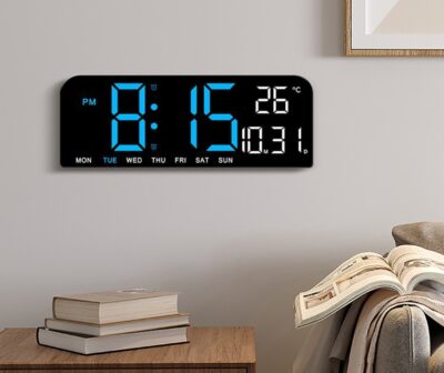 Ceas Digital AT PERFORMANCE®, de Masa si de Perete cu Lumina Led, Calendar, Cronometru, Temperatura, Alarma, Termometru, Functie Snooze, Luminozitate Adjustabila, 24x9cm. - Casa, Gradina & Bricolaj - atMag.ro