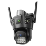 Cameră Supraveghere cu 2 Camere 5K AT PERFORMANCE® – 9MP, SIM, PTZ, Ultra HD, CCTV, Rotire 360°, LED, Infraroșu, Alarmă, Audio Bidirecțional, Senzor Mișcare, Exterior/Interior