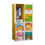 Dulap modular pentru copii, Animalute, AT PERFORMANCE®, 8 rafturi, durabil, 147cmX76cmX37cm