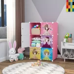 Dulap modular pentru copii, roz, AT PERFORMANCE®, 6 rafturi, durabil, 74X37X110 cm, printese nou