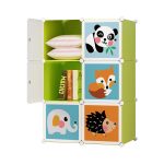 Dulap modular pentru copii,AT PERFORMANCE®, 6 rafturi, durabil, 74X37X110 cm, animalute
