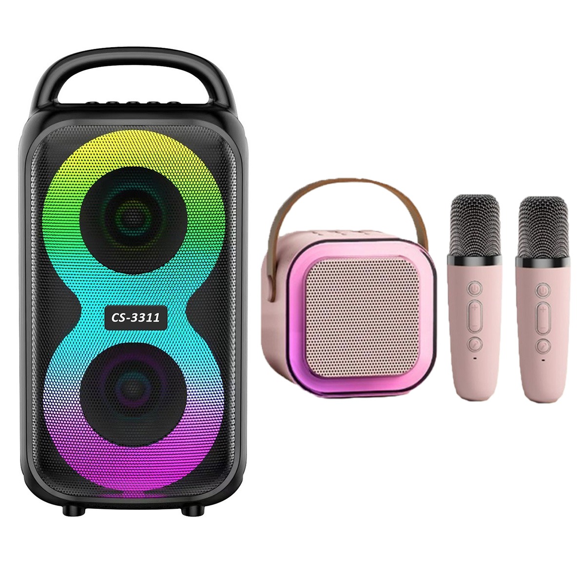 WhatsApp Image 2025-04-07 at 10.12.38 Pachet Audio AT PERFORMANCE® Complet : Boxă LED Bluetooth + Karaoke cu Microfoane iOS/Android - imagine 1