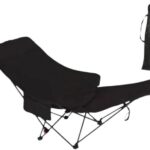 Pachet de 2x Scaun pliabil tip lounge AT PERFORMANCE® – Reclinabil, 4 poziții, reglabil, pentru camping, plajă și pescuit, cu husă de transport – Negru