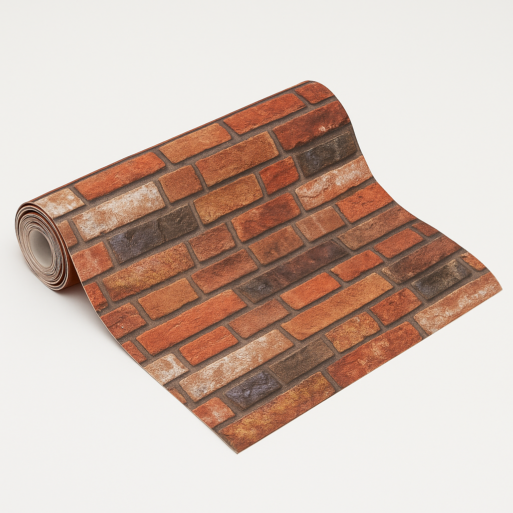 Rola Tapet 3D, autoadeziv/autocolant, AT PERFORMANCE®, spumă moale, design rustic, pentru interior, ușor de curățat, rezistent la apă, 68cm x 2.8m, model Cărămidă Rustică