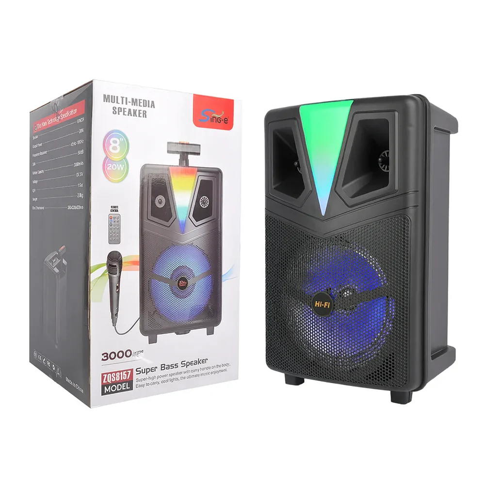 b2e02c3f-ef8e-47d8-9e68-00900cba13a7_1000x Boxă Portabilă Karaoke Sing-e ZQS8157, 8”, 20W, Bluetooth, LED RGB, Microfon, 3000 mAh – Super Bass - imagine 1