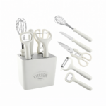 Set ustensile bucătărie 5+1 piese cu suport – Multifuncțional, inox