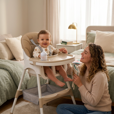 Scaun de masă pentru bebeluși KIDOO KD-44, cu centură de siguranță în 5 puncte - imagine 3