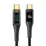 Cablu de Date & Încărcare Rapidă USAMS Shadow Series, USB-C la USB-C, 100W PD, Display Digital LED, Nylon Împletit, 1.2m