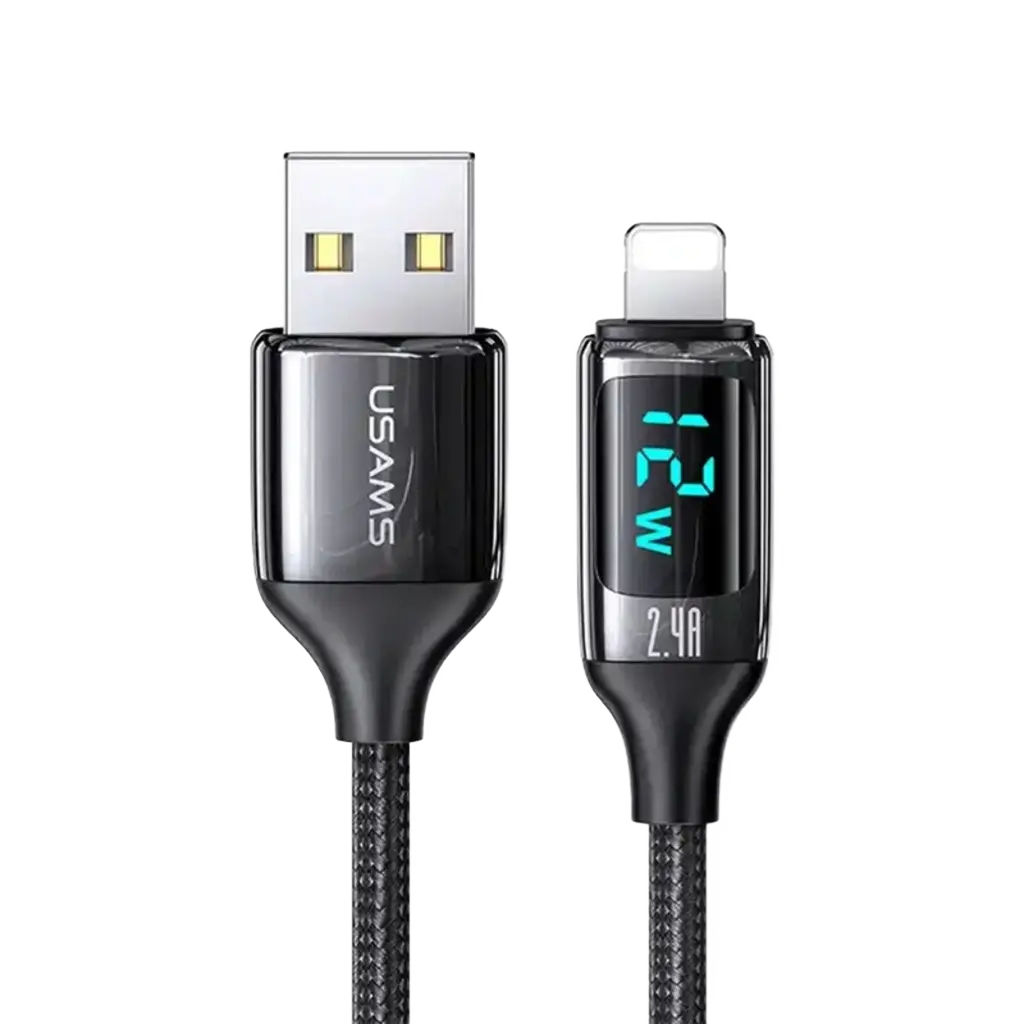 removed-bg Cablu de Încărcare și Transfer Date USAMS cu Display Digital LED, 1.2m, 2.4A, 12W - imagine 1