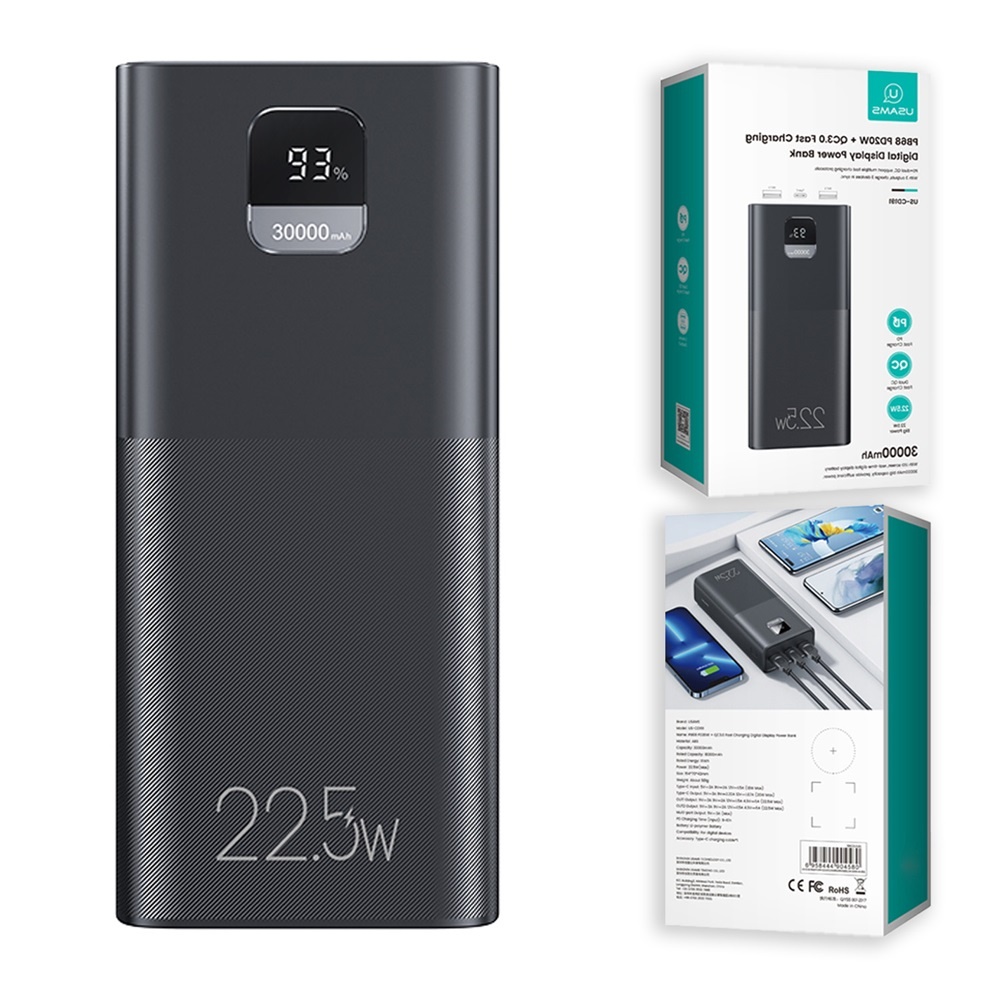 resized_1 Baterie Externă USAMS, 30000mAh, 22.5W Fast Charge cu Display Digital LED - imagine 1