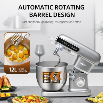 Mixer Planetar Profesional HALEY HY-2417, 2500W, Bol Inox 12L, 9+P Trepte, Touch Display - imagine 5