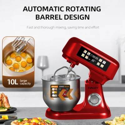 Mixer Planetar Profesional HALEY HY-2419, 2200W, Bol Inox 10L, 12 Viteze, Display Touch, Cântar Integrat - imagine 4