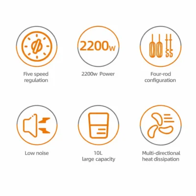 Mixer Planetar Profesional HALEY HY-2419, 2200W, Bol Inox 10L, 12 Viteze, Display Touch, Cântar Integrat - imagine 8