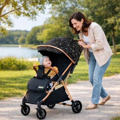 Cărucior pentru copii KIDDO 6607 pliabil, spătar reglabil, copertină mare, 0-36 luni, max. 22 kg - imagine 3