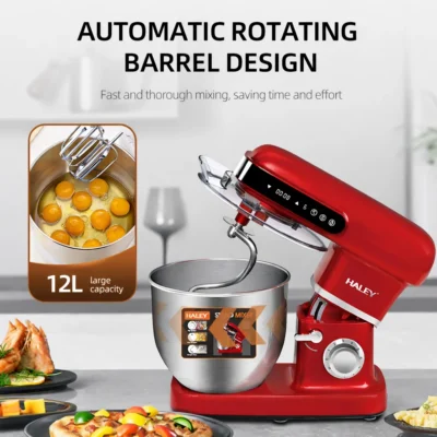 Mixer Planetar Profesional HALEY HY-2418, 2500W, Bol Inox 12L, 9 Viteze + Pulse, Display Touch - imagine 4