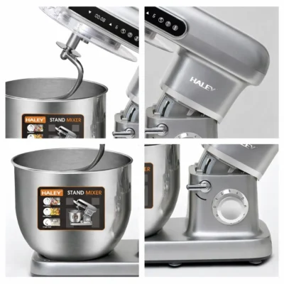 Mixer Planetar Profesional HALEY HY-2417, 2500W, Bol Inox 12L, 9+P Trepte, Touch Display - imagine 7