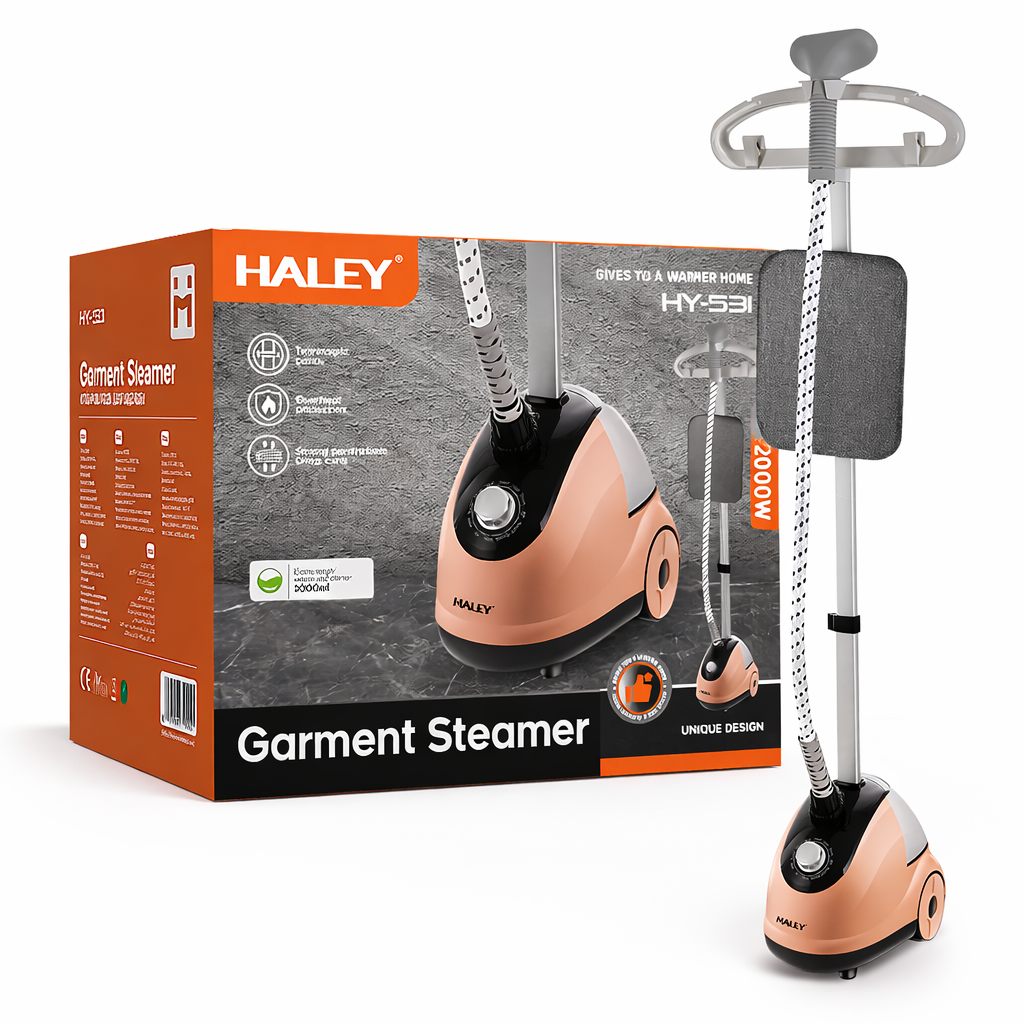 c5edede7-dde7-4316-9866-8091fad64f82 Aparat de Călcat Vertical cu Abur HALEY HY-531, 2000W, Rezervor 2L, Sistem Telescopic - imagine 1