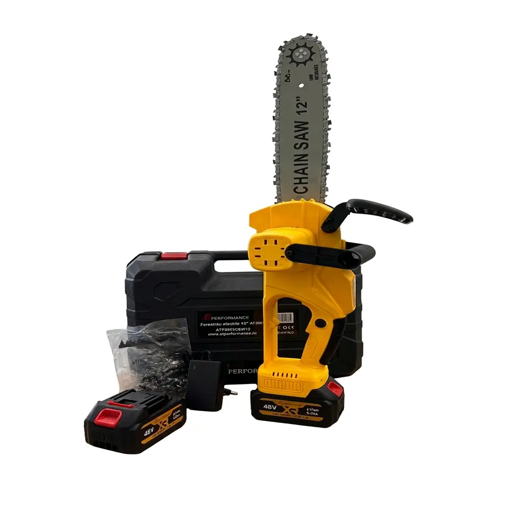 ab700ee1-bc96-4d29-8977-112f8325da99 Drujba Electric cu Lant 12" AT-Performance AT-2023 – 2 Acumulatori 48V 5000mAh, 2 Lanturi, Incarcator Inclus - imagine 1